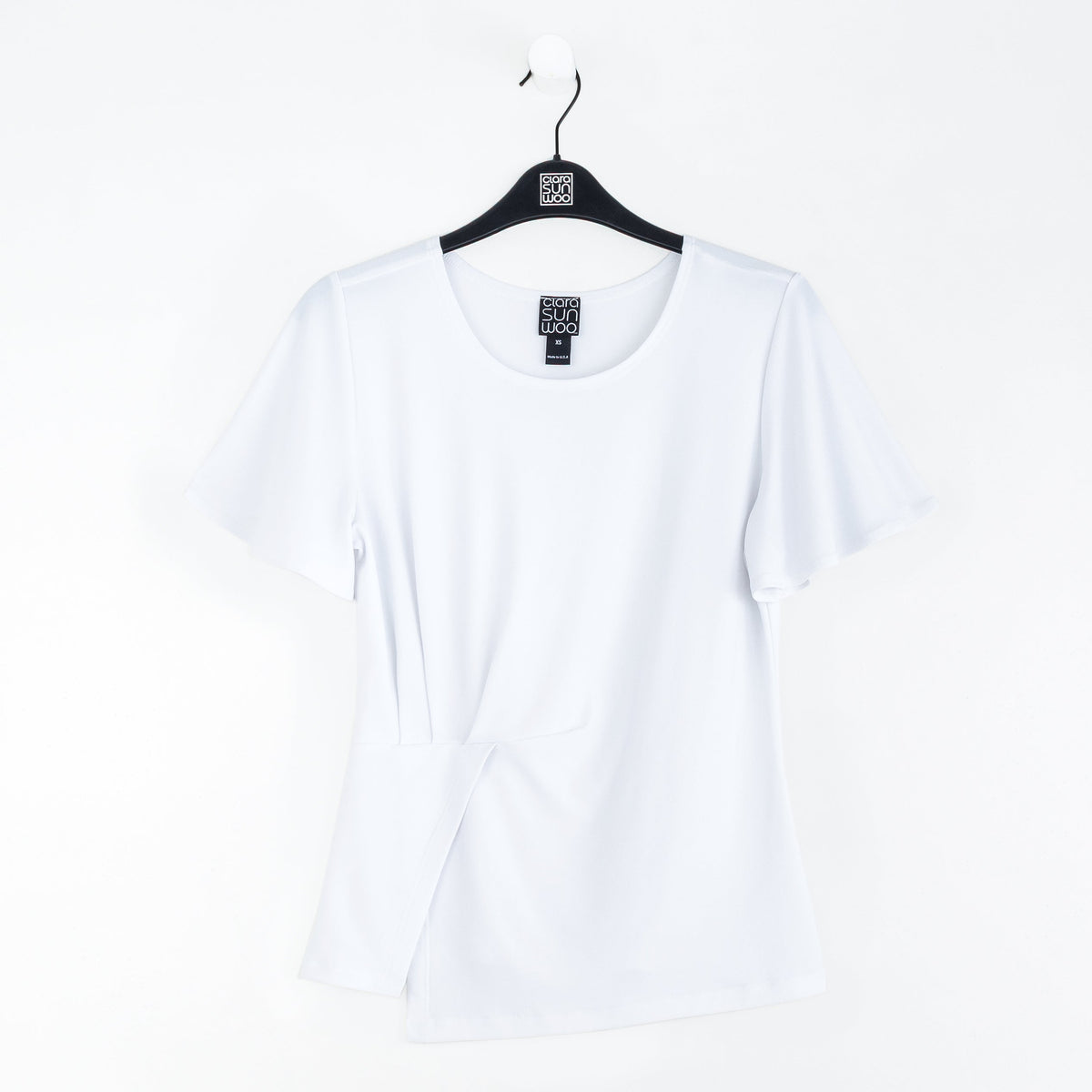 Clara Sunwoo Deals - Flounce Sleeve Stitch Overlay Top - White