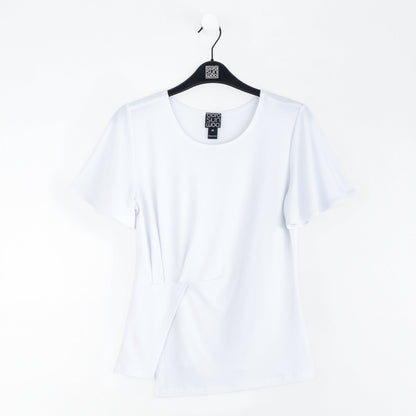 Clara Sunwoo Deals - Flounce Sleeve Stitch Overlay Top - White