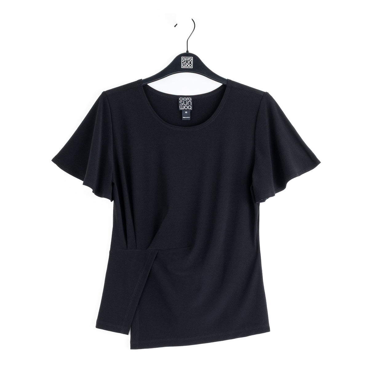 Clara Sunwoo Best Price - Flounce Sleeve Stitch Overlay Top - Black