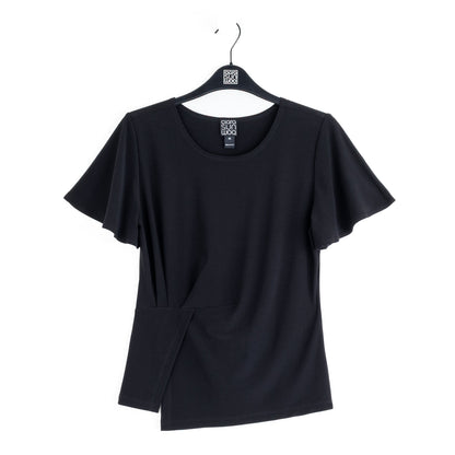 Clara Sunwoo Best Price - Flounce Sleeve Stitch Overlay Top - Black