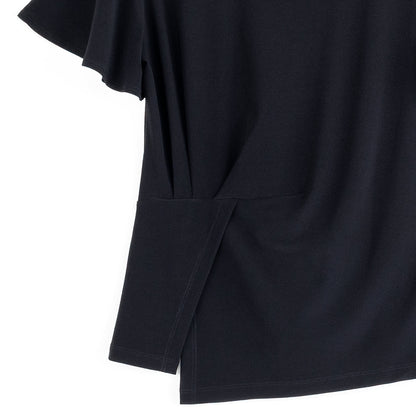 Clara Sunwoo Best Price - Flounce Sleeve Stitch Overlay Top - Black