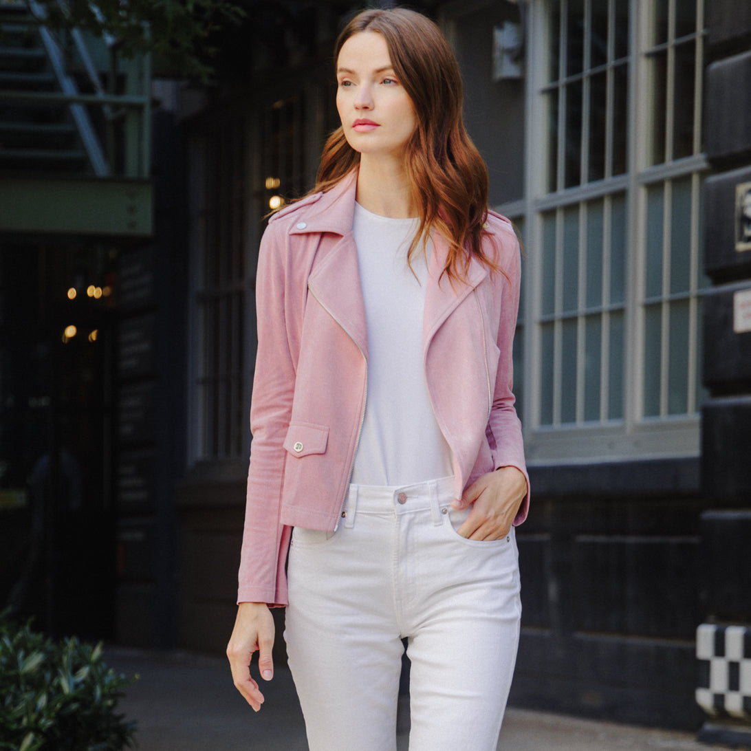 Clara Sunwoo Special Offer - Soft Suede - Architectural Moto Jacket - Mauve