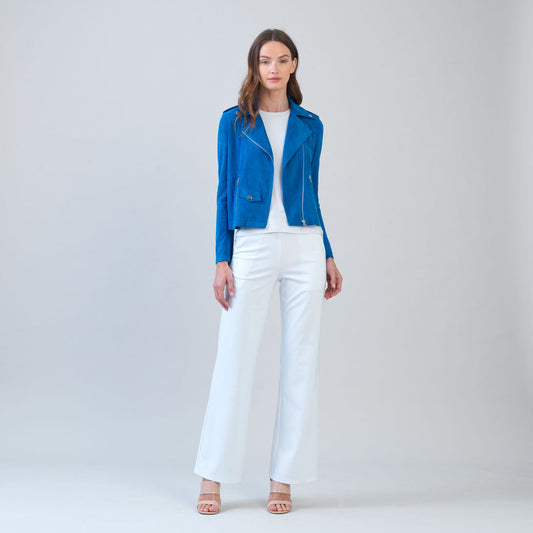 Clara Sunwoo Best Seller - Soft Suede - Architectural Moto Jacket - French Blue