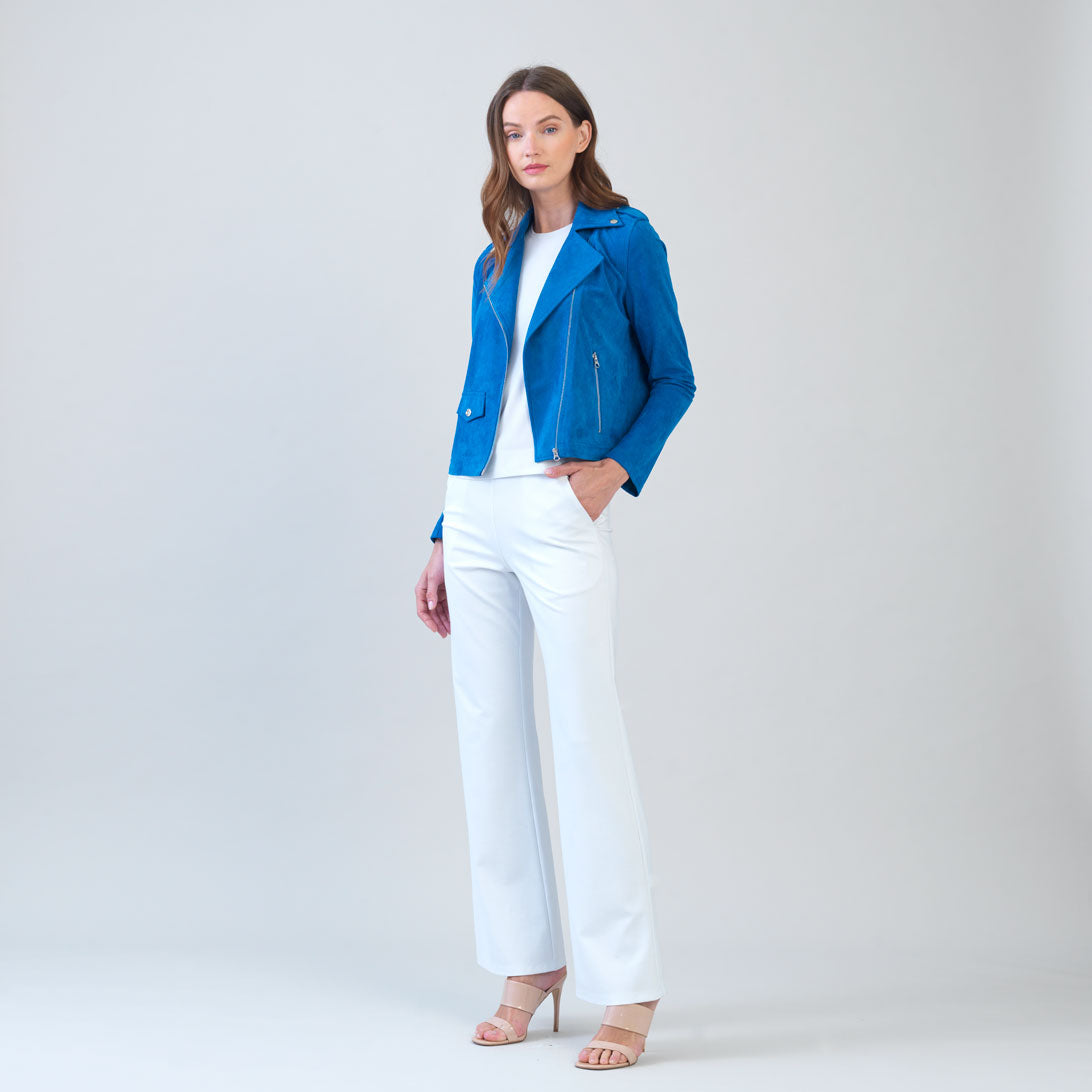 Clara Sunwoo Best Seller - Soft Suede - Architectural Moto Jacket - French Blue