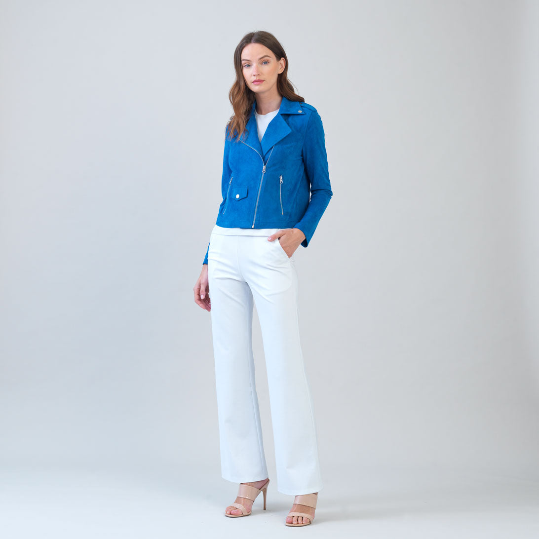 Clara Sunwoo Best Seller - Soft Suede - Architectural Moto Jacket - French Blue