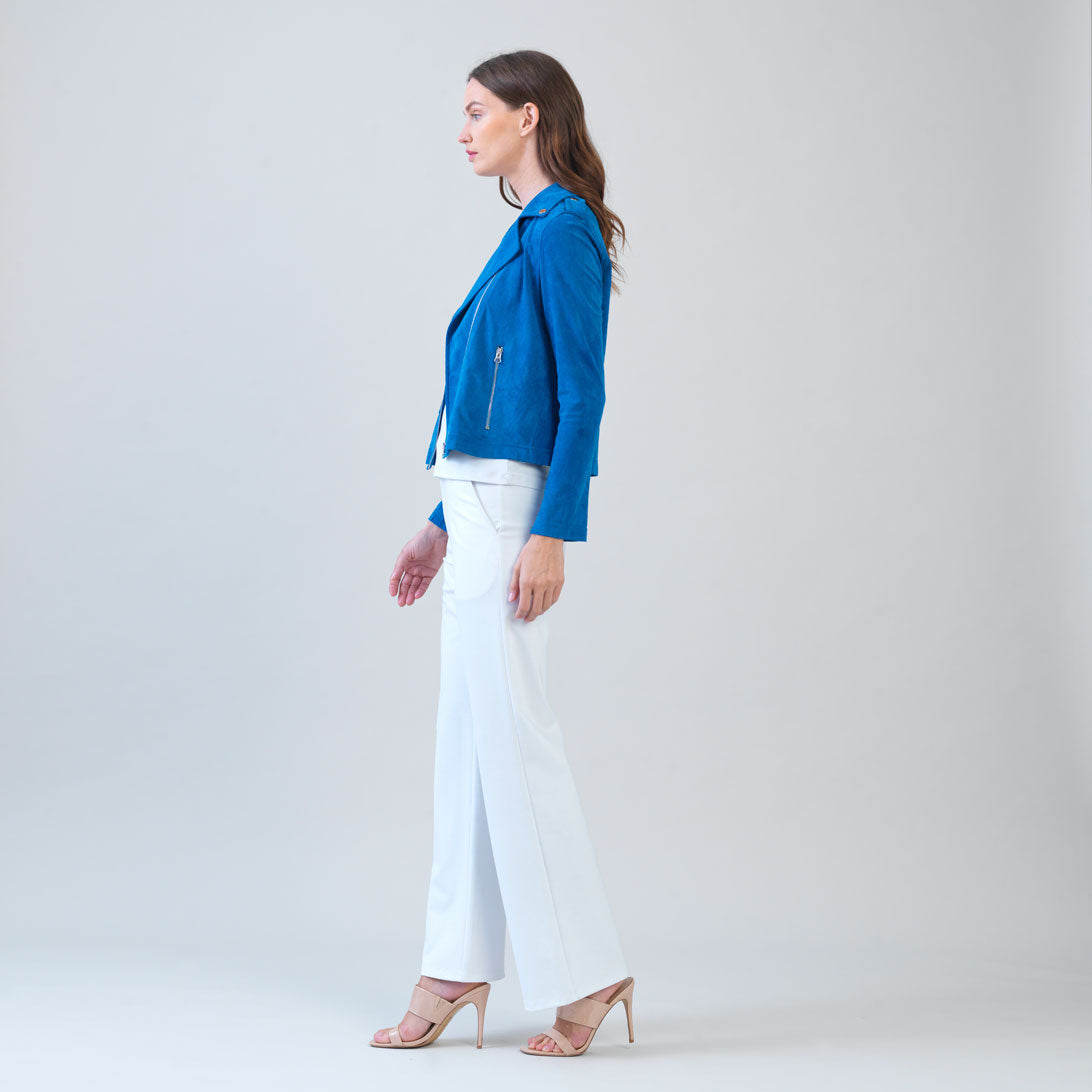 Clara Sunwoo Best Seller - Soft Suede - Architectural Moto Jacket - French Blue