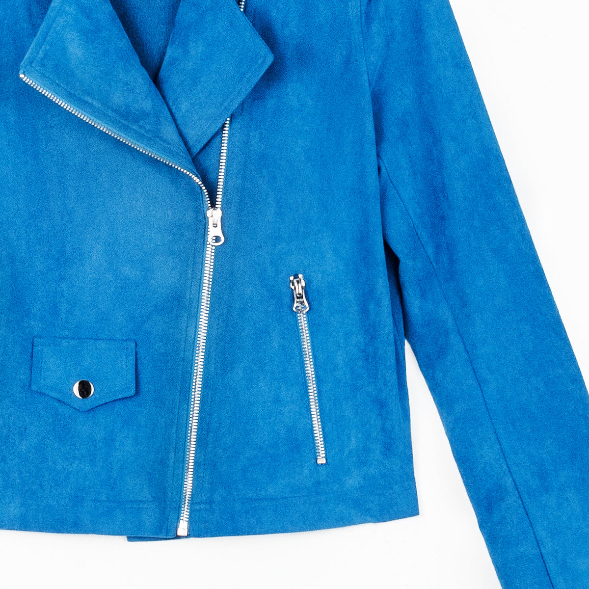 Clara Sunwoo Best Seller - Soft Suede - Architectural Moto Jacket - French Blue