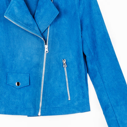 Clara Sunwoo Best Seller - Soft Suede - Architectural Moto Jacket - French Blue