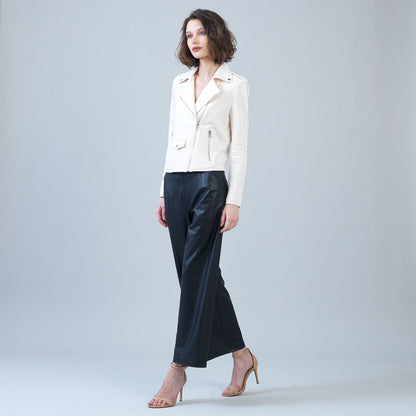 Clara Sunwoo Recommended - Soft Suede - Architectural Moto Jacket - Cream - Final Sale