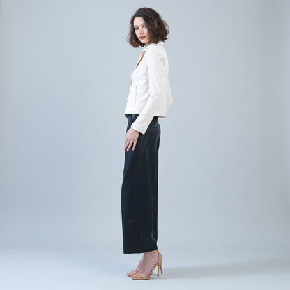 Clara Sunwoo Recommended - Soft Suede - Architectural Moto Jacket - Cream - Final Sale