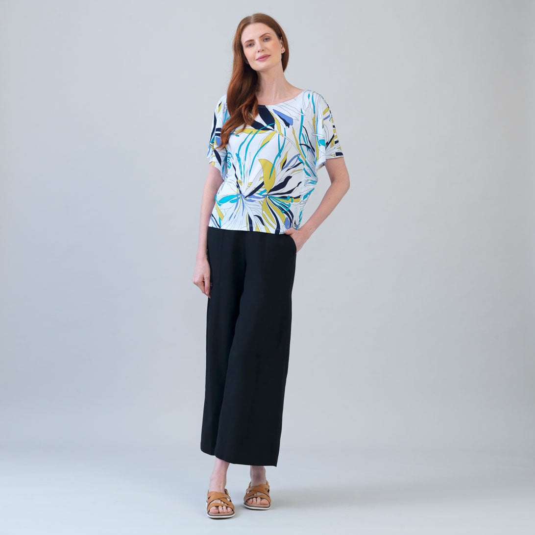 Clara Sunwoo Quality - Caftan Flutter Sleeve Top - Floral Leaves - Final Sale