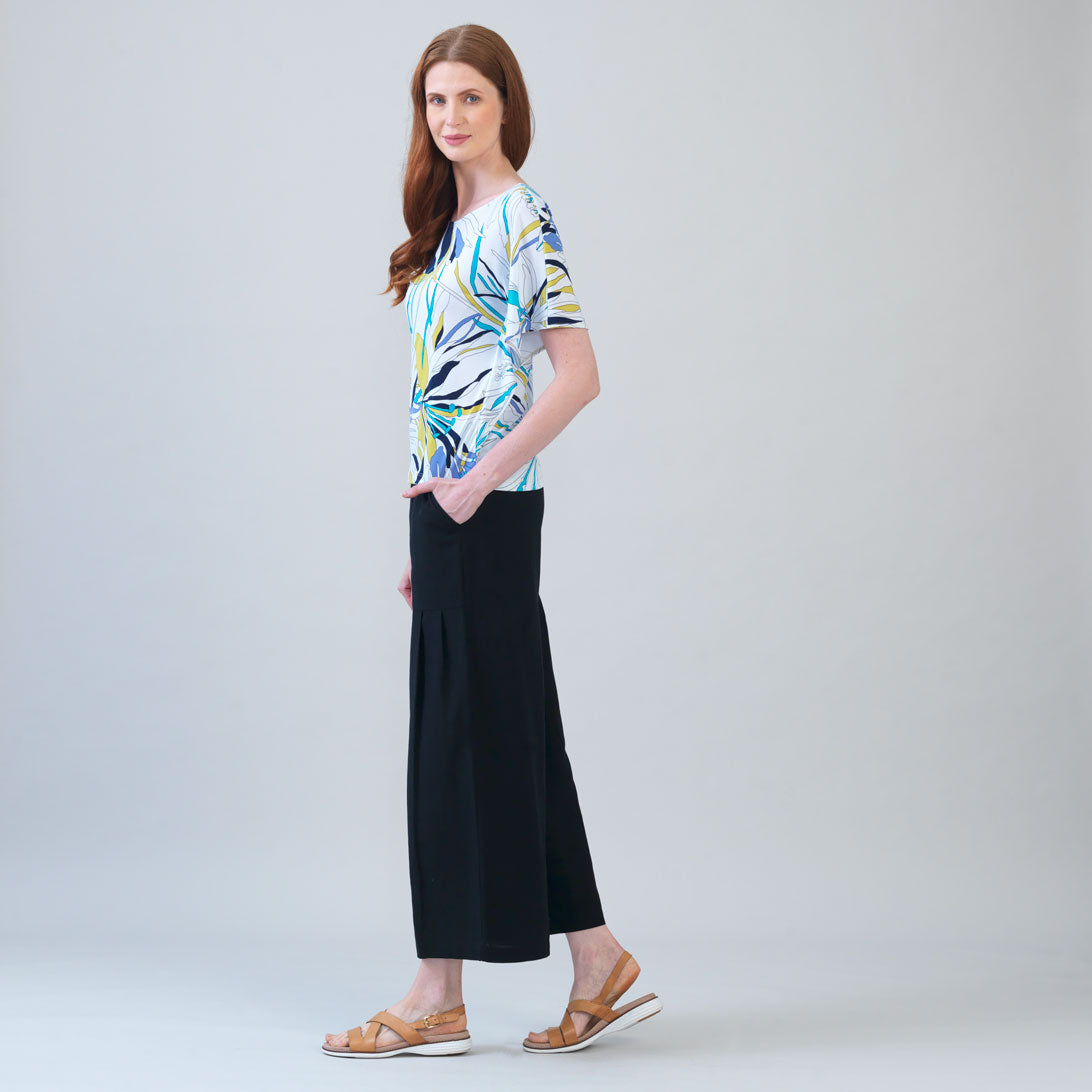 Clara Sunwoo Quality - Caftan Flutter Sleeve Top - Floral Leaves - Final Sale