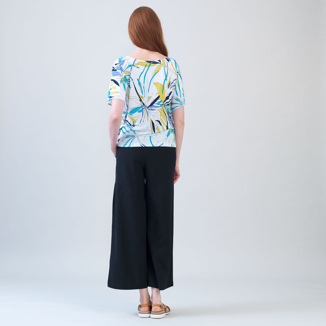 Clara Sunwoo Quality - Caftan Flutter Sleeve Top - Floral Leaves - Final Sale
