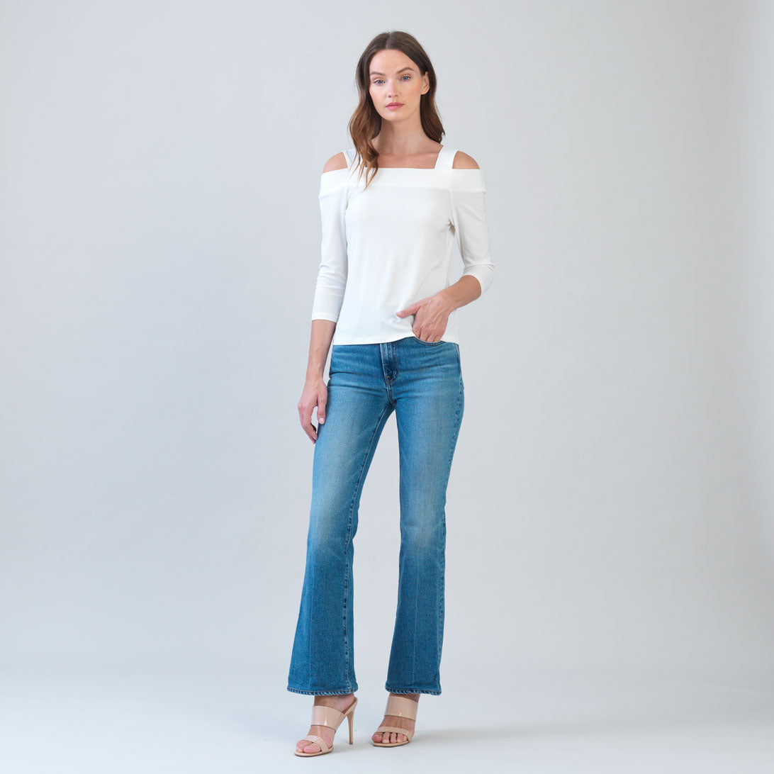 Clara Sunwoo Sale - Signature Cold Shoulder Top - Ivory - Final Sale
