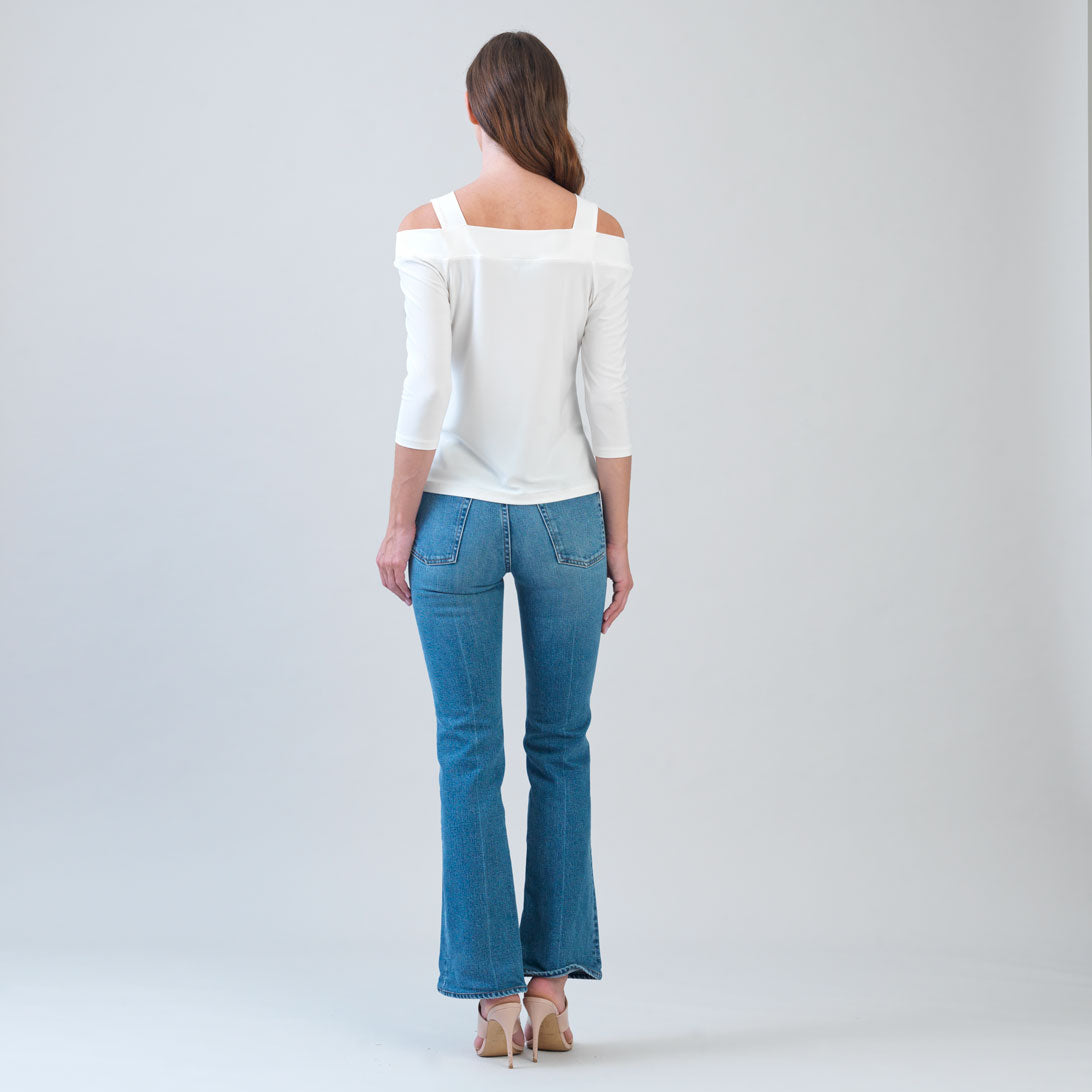 Clara Sunwoo Sale - Signature Cold Shoulder Top - Ivory - Final Sale
