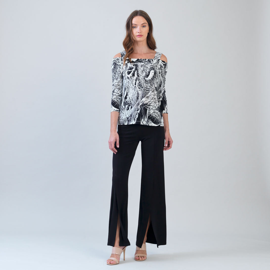 Clara Sunwoo Best Seller - Signature Cold Shoulder Top - Abstract Etch