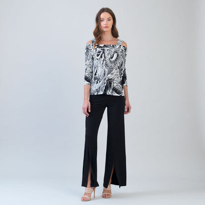 Clara Sunwoo Best Seller - Signature Cold Shoulder Top - Abstract Etch