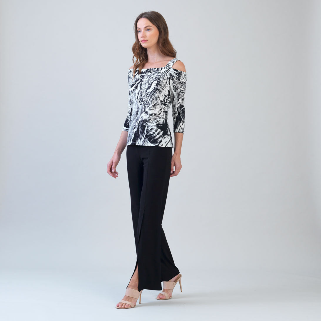 Clara Sunwoo Best Seller - Signature Cold Shoulder Top - Abstract Etch
