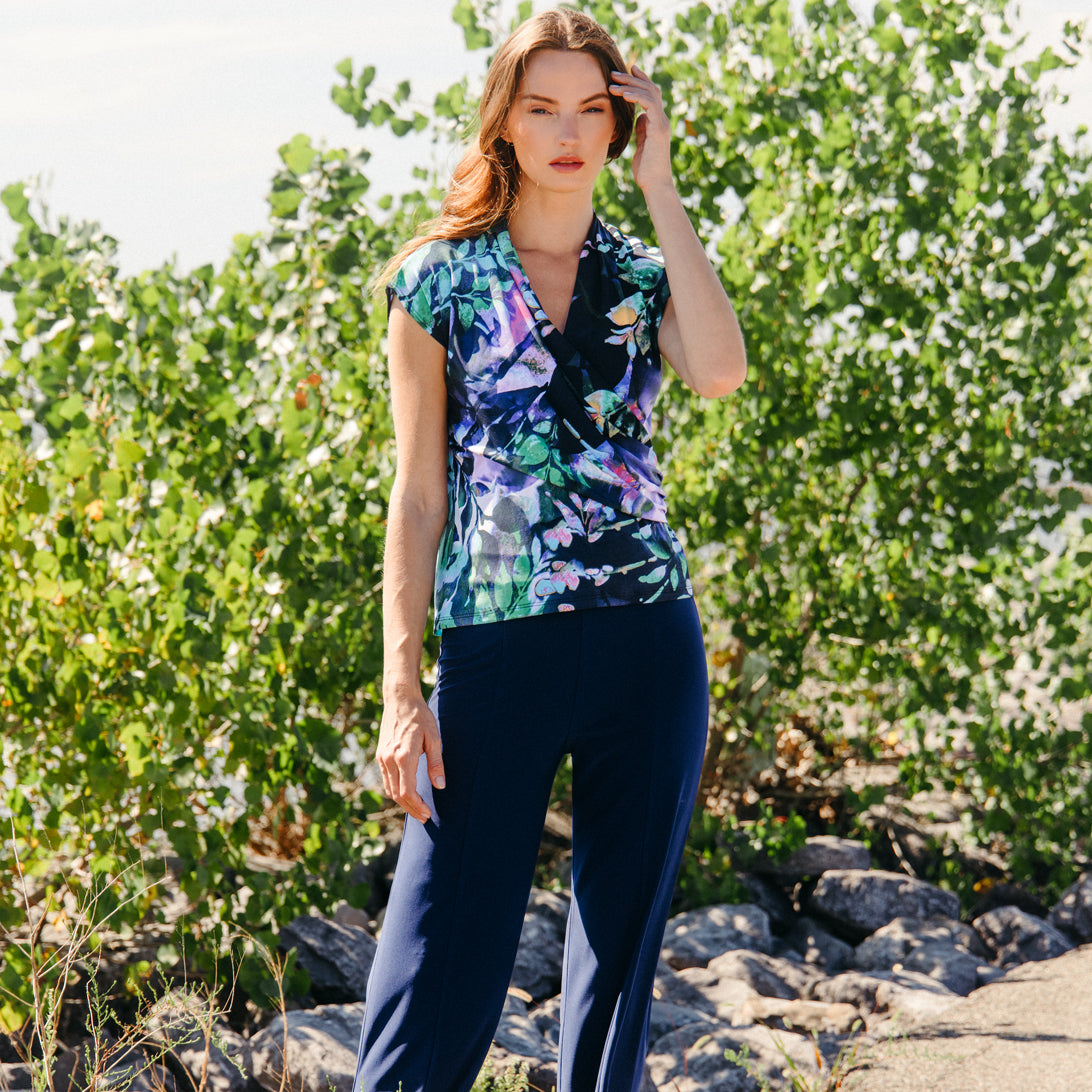 Clara Sunwoo Special Offer - Cap Sleeve Surplice Crossover Top - Floral Dream