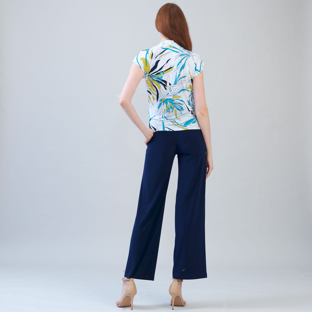 Clara Sunwoo Popular - Cap Sleeve Surplice Crossover Top - Floral Leaves-White - Final Sale