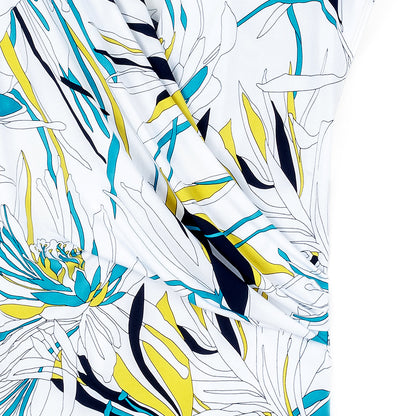 Clara Sunwoo Popular - Cap Sleeve Surplice Crossover Top - Floral Leaves-White - Final Sale