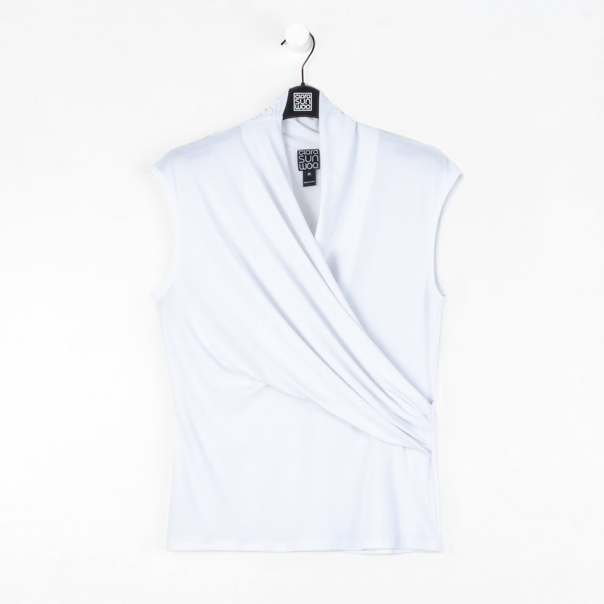 Clara Sunwoo Recommended - Cap Sleeve Surplice Crossover Top - White