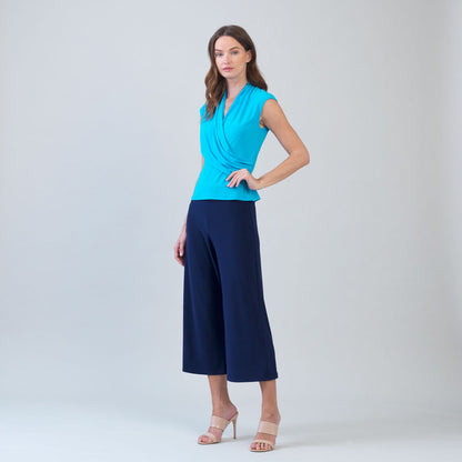 Clara Sunwoo Great Value - Cap Sleeve Surplice Crossover Top - Turquoise