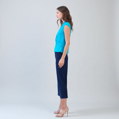 Clara Sunwoo Great Value - Cap Sleeve Surplice Crossover Top - Turquoise