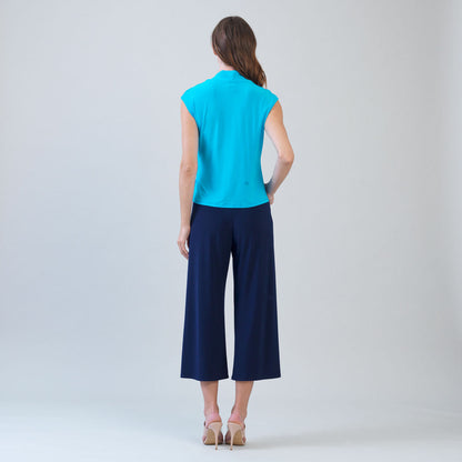 Clara Sunwoo Great Value - Cap Sleeve Surplice Crossover Top - Turquoise