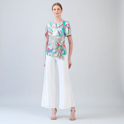 Clara Sunwoo Trending - Flutter Sleeve Side Tie Waist Top - Floral Leaves - Final Sale