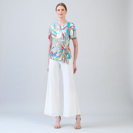 Clara Sunwoo Trending - Flutter Sleeve Side Tie Waist Top - Floral Leaves - Final Sale