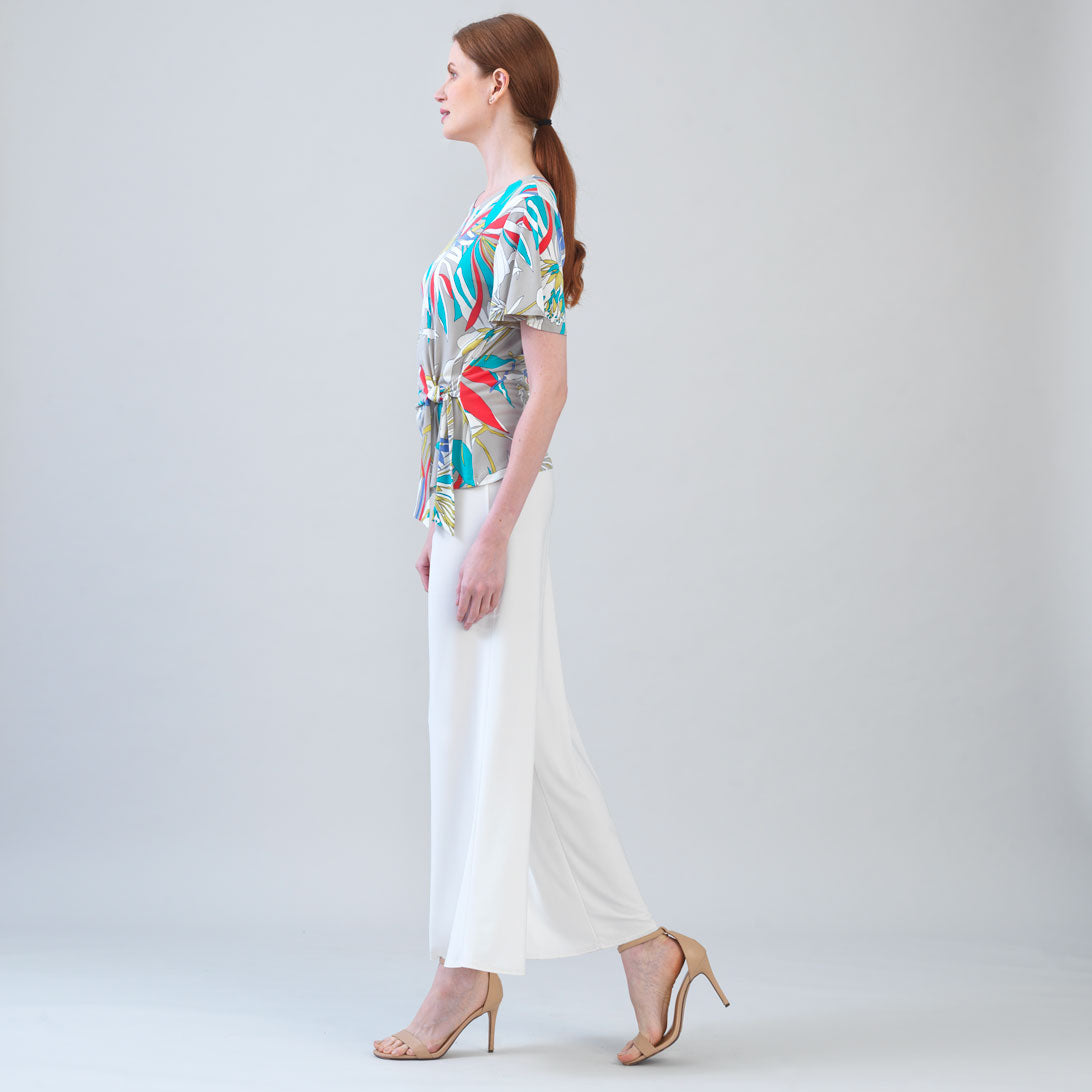 Clara Sunwoo Trending - Flutter Sleeve Side Tie Waist Top - Floral Leaves - Final Sale