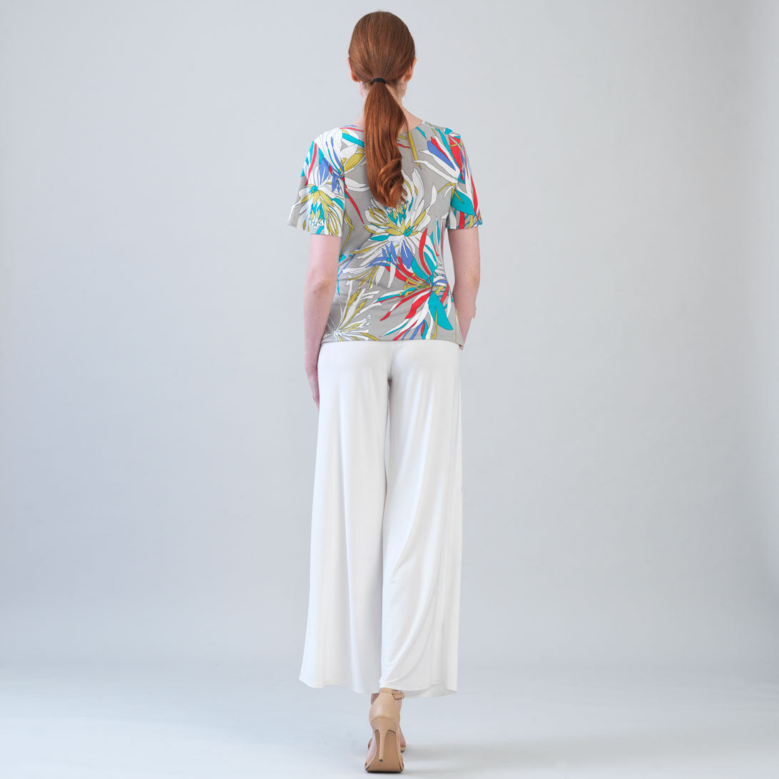 Clara Sunwoo Trending - Flutter Sleeve Side Tie Waist Top - Floral Leaves - Final Sale