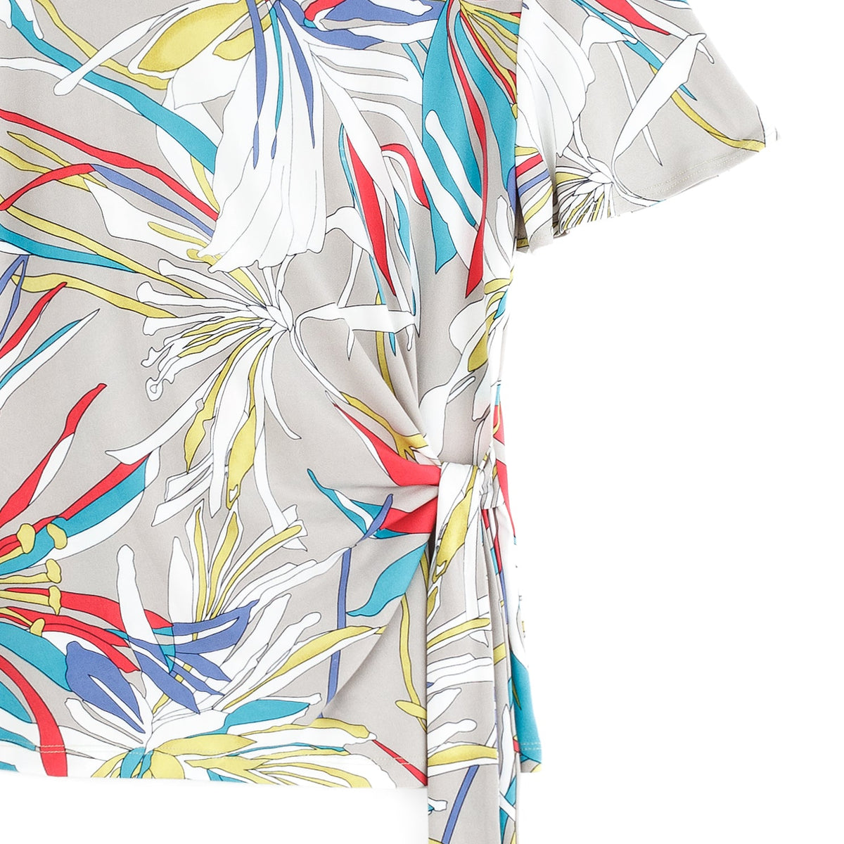 Clara Sunwoo Trending - Flutter Sleeve Side Tie Waist Top - Floral Leaves - Final Sale