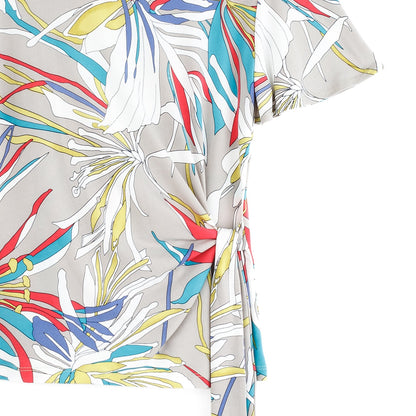 Clara Sunwoo Trending - Flutter Sleeve Side Tie Waist Top - Floral Leaves - Final Sale