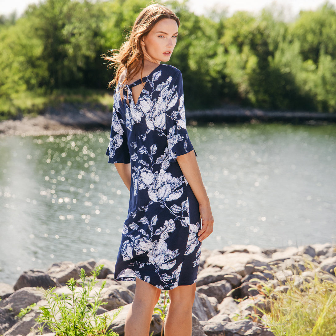 Clara Sunwoo Signature - Tulip Cuff Back Tie Dress - Peony Blossom