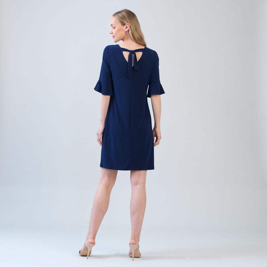 Clara Sunwoo New - Tulip Cuff Back Tie Dress - Navy