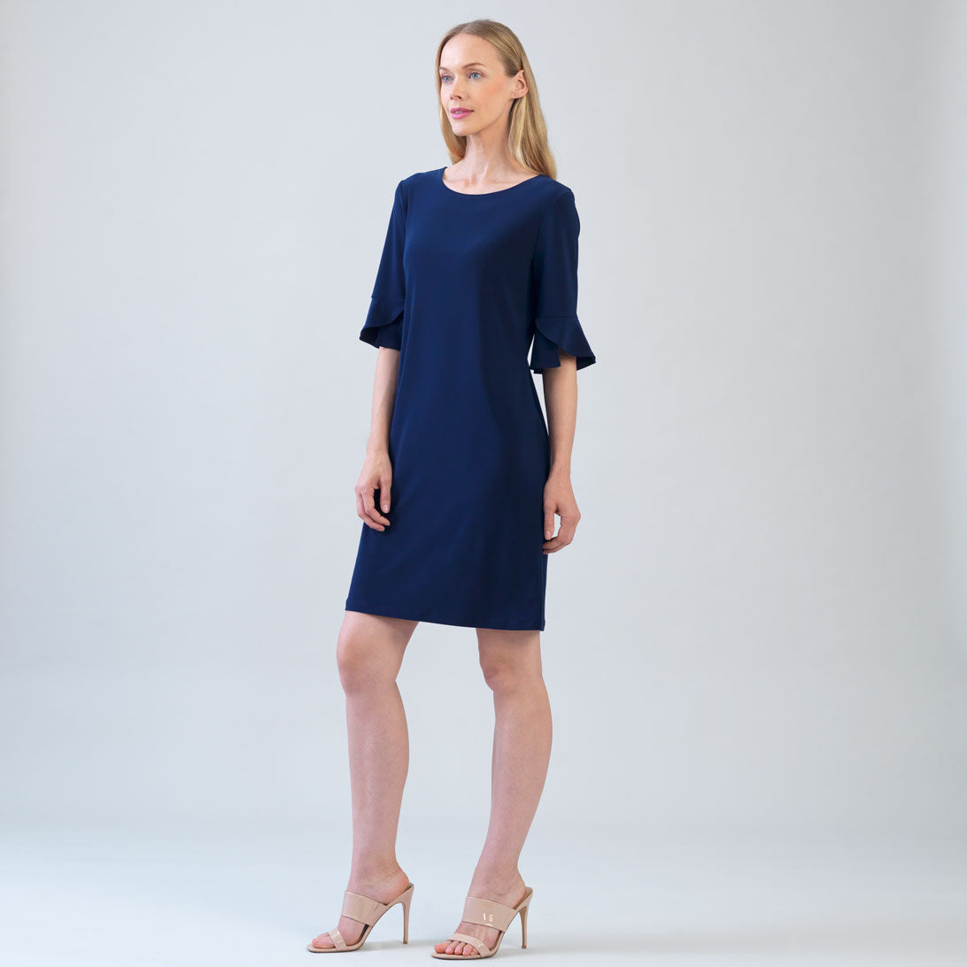 Clara Sunwoo New - Tulip Cuff Back Tie Dress - Navy