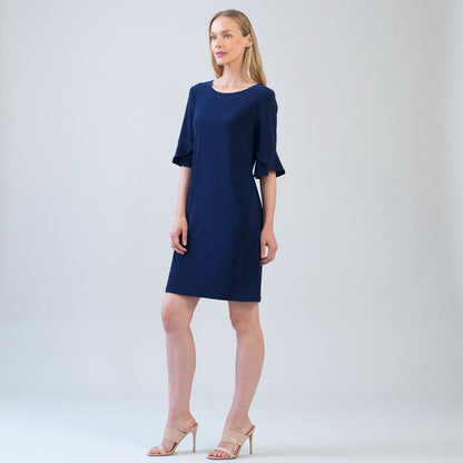Clara Sunwoo New - Tulip Cuff Back Tie Dress - Navy