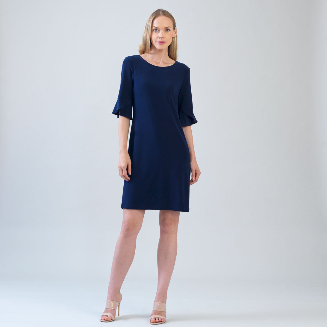 Clara Sunwoo New - Tulip Cuff Back Tie Dress - Navy