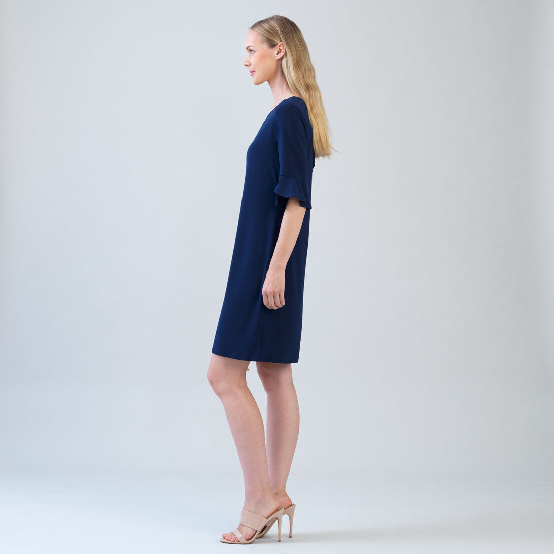 Clara Sunwoo New - Tulip Cuff Back Tie Dress - Navy