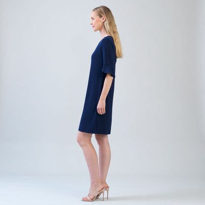 Clara Sunwoo New - Tulip Cuff Back Tie Dress - Navy