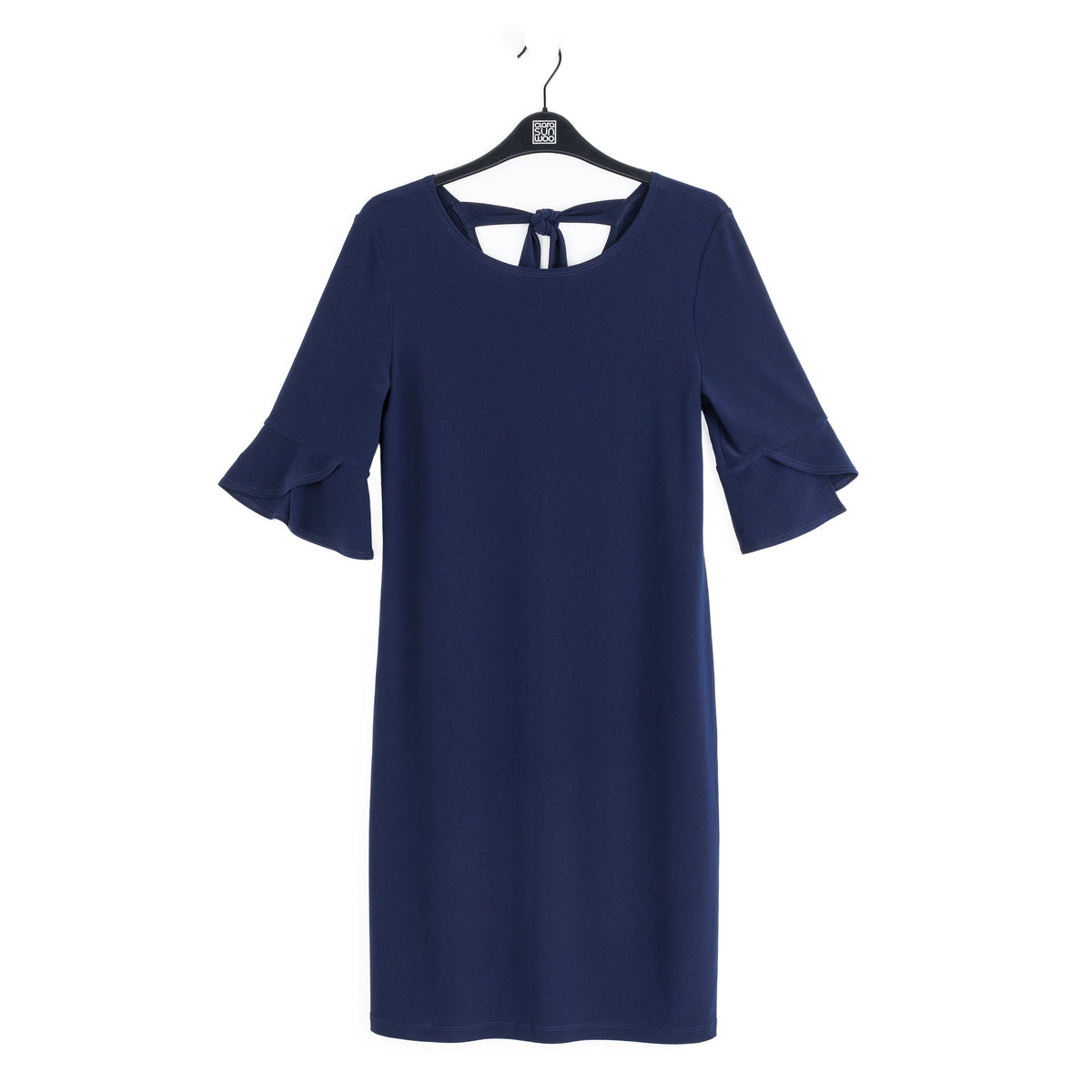 Clara Sunwoo New - Tulip Cuff Back Tie Dress - Navy