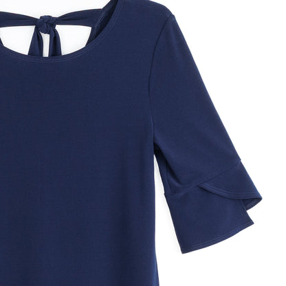 Clara Sunwoo New - Tulip Cuff Back Tie Dress - Navy
