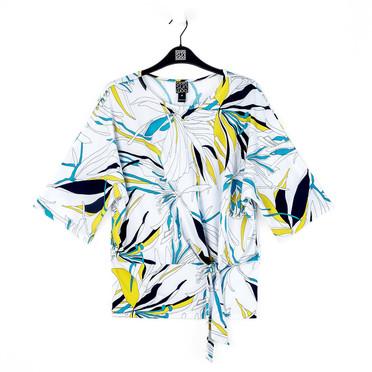 Clara Sunwoo Top Pick - Signature Side Tie Top - Floral Leaves - Final Sale