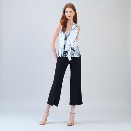 Clara Sunwoo Great Value - Sleeveless V-Neck Center Front Tie Top - Ethereal Petals - Limited Sizes