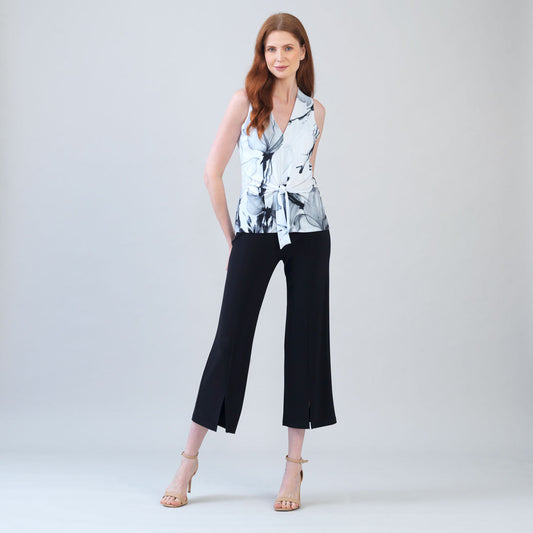 Clara Sunwoo Great Value - Sleeveless V-Neck Center Front Tie Top - Ethereal Petals - Limited Sizes