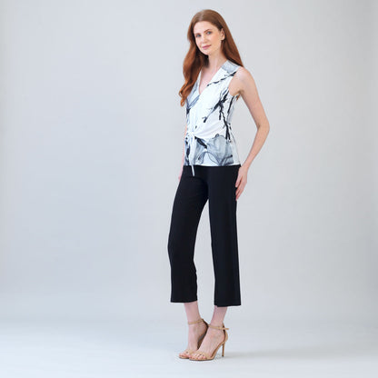 Clara Sunwoo Great Value - Sleeveless V-Neck Center Front Tie Top - Ethereal Petals - Limited Sizes