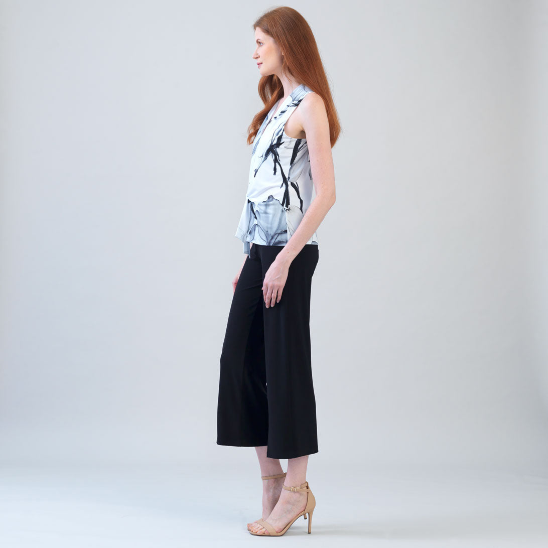 Clara Sunwoo Great Value - Sleeveless V-Neck Center Front Tie Top - Ethereal Petals - Limited Sizes