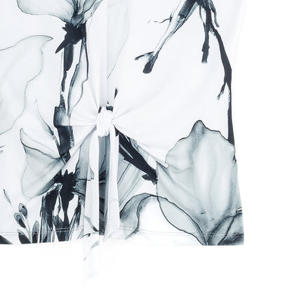 Clara Sunwoo Great Value - Sleeveless V-Neck Center Front Tie Top - Ethereal Petals - Limited Sizes